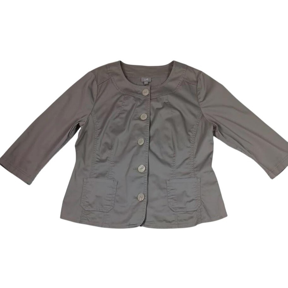 J Jill Jacket Womens 14 Button Front Stretch 3/4 Sleeve Pockets Blazer Layering